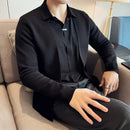 Camisa Vezzen com Efeito Cardigan e Design de Sobreposição - Estilo Refinado com o Máximo de Praticidade