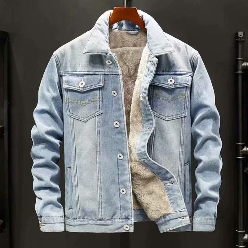Jaqueta Jeans Masculina com Forro de Veludo — Quente, Estilosa e Versátil