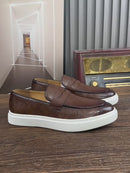 Sapato Mocassim de Luxo Vezzen - Couro texturizado, Estilo Office com Toque Casual: Conforto e Elegância